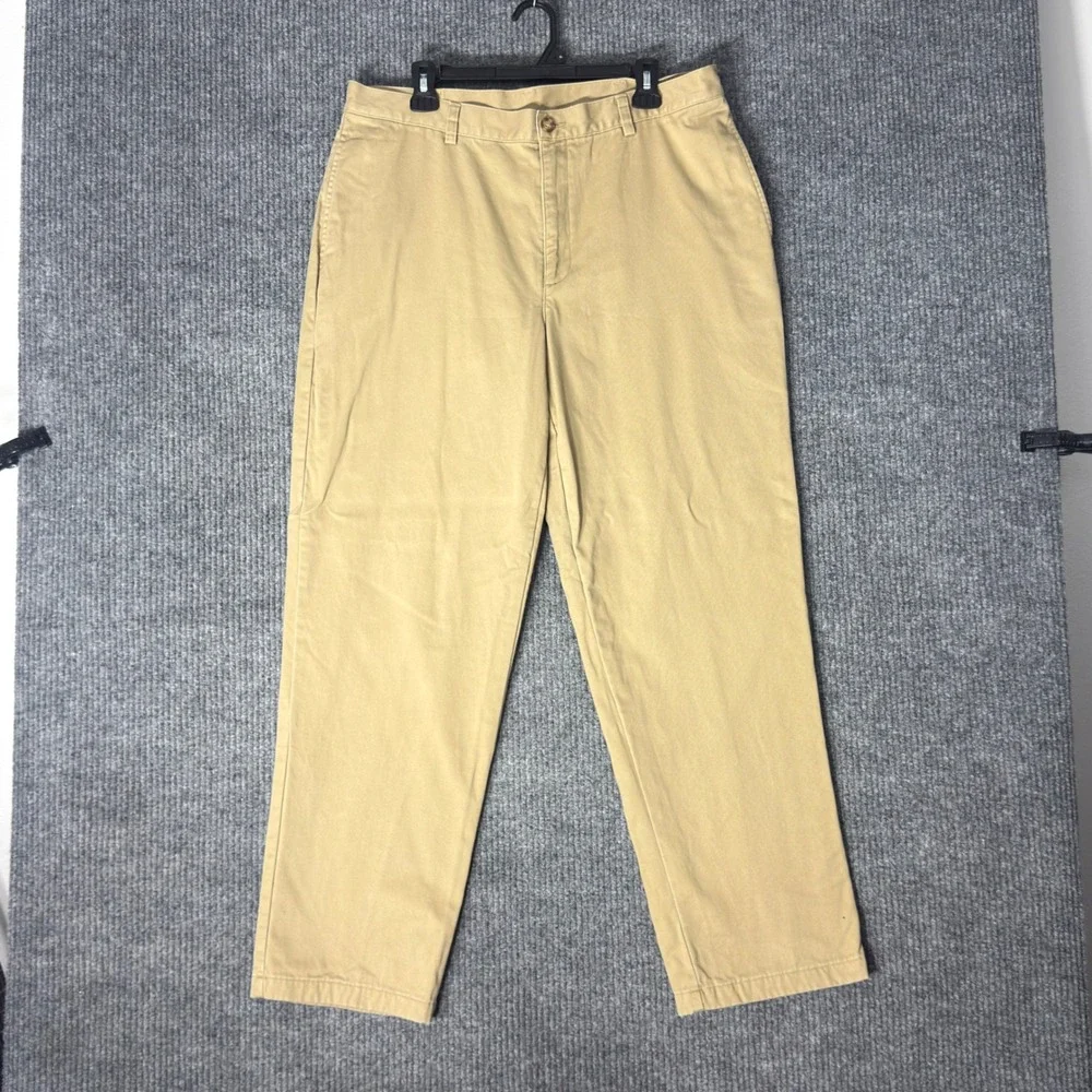 LL‎ Bean Flannel Lined Chino Pants Mens 36x32 Tan Natural Fit 162385